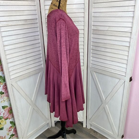 J. Bee Mixed Media Drop Waist Scarf Hem Knit Tunic Shirt Large - Picture 3 of 10